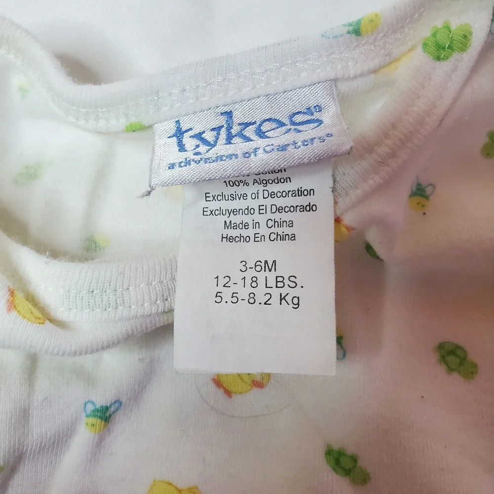 Tykes Carter's Baby vintage White Duck Turtle‎ Bee Short Sleeve Bodysuit 3-6M